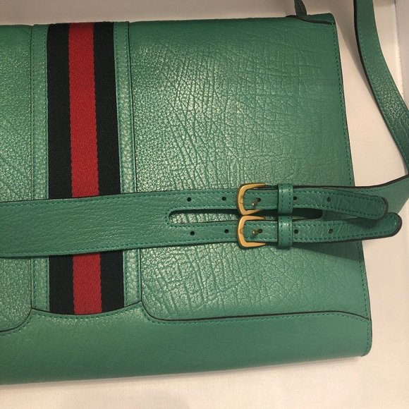 Gucci Messenger Bag with Web in Green NEW WITH DUSTBAG - Picture 5 of 16